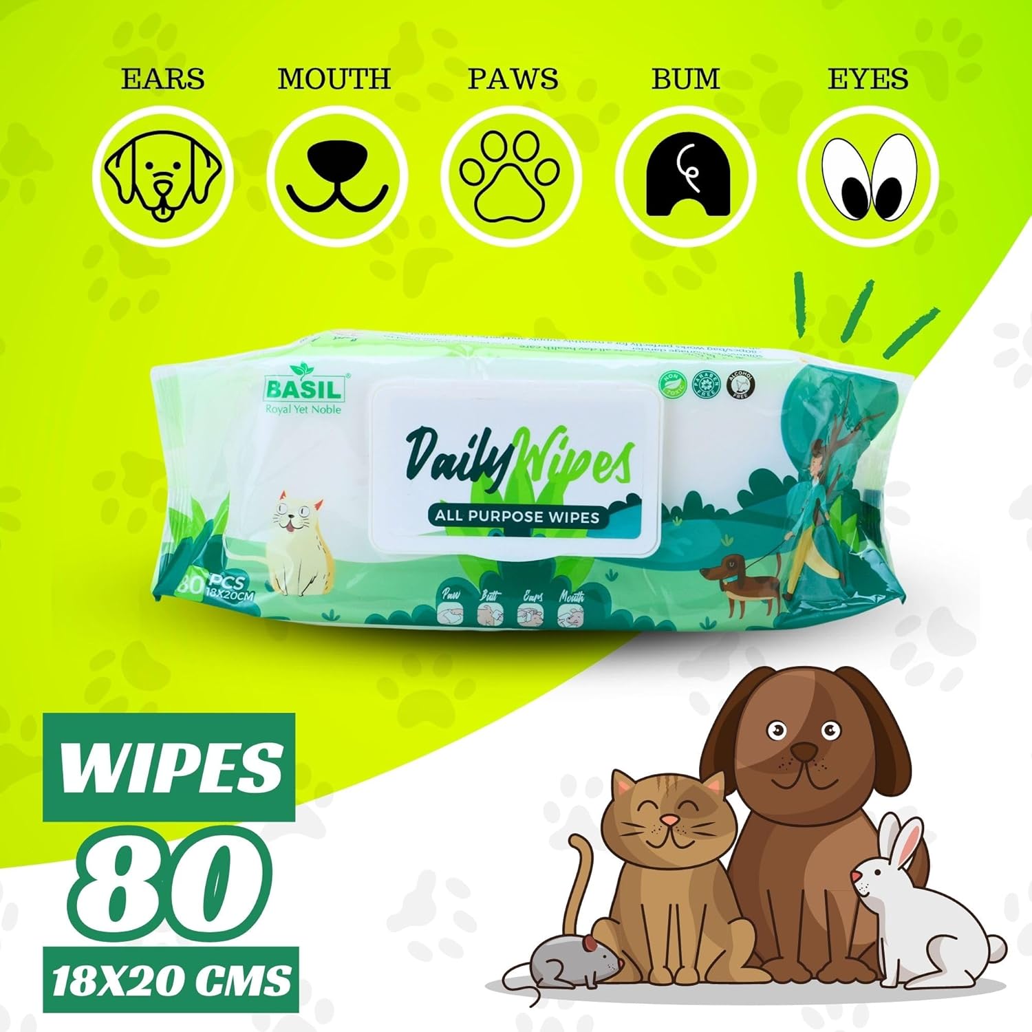 Basil Daily Wipes All Purpose (18cm x 20cm) (4) Basil Daily Wipes All Purpose (18cm x 20cm) (4)