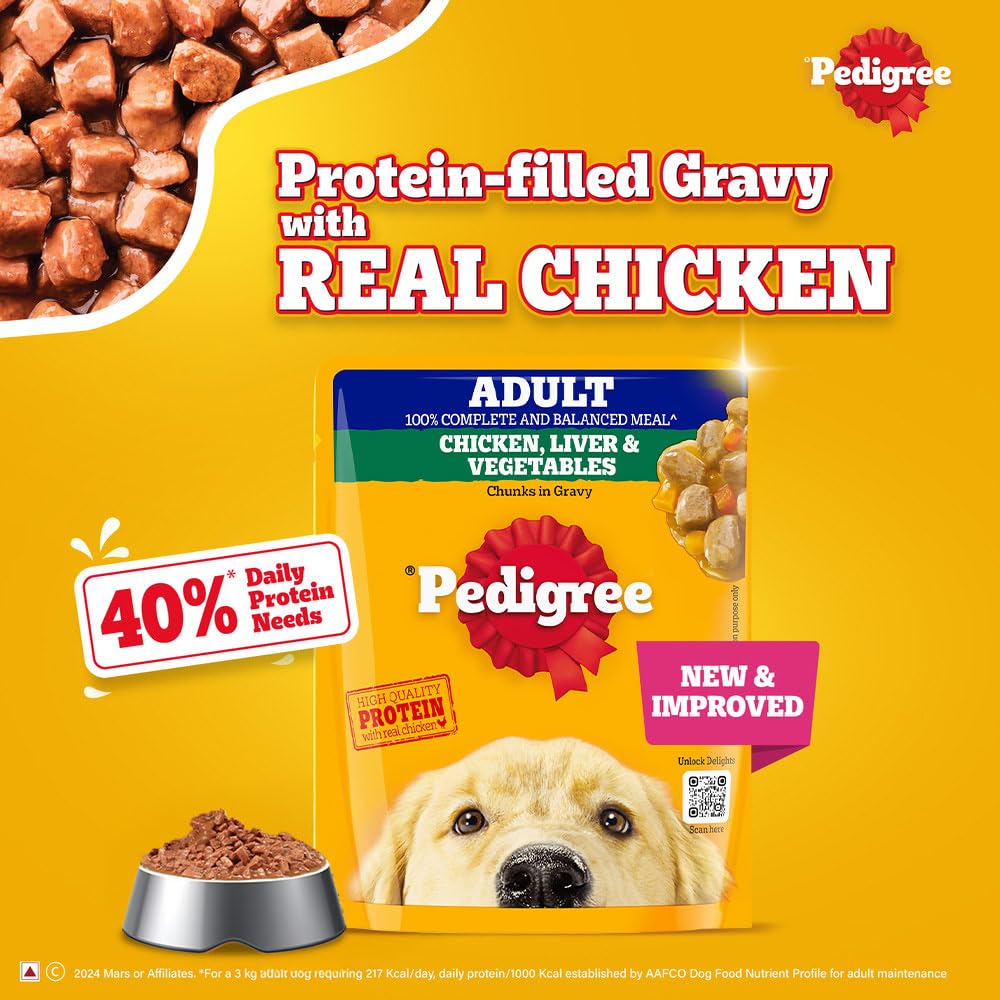 Pedigree Adult Grilled Liver Chunks in Gravy with Vegetables (1) Pedigree Adult Grilled Liver Chunks in Gravy with Vegetables (1)
