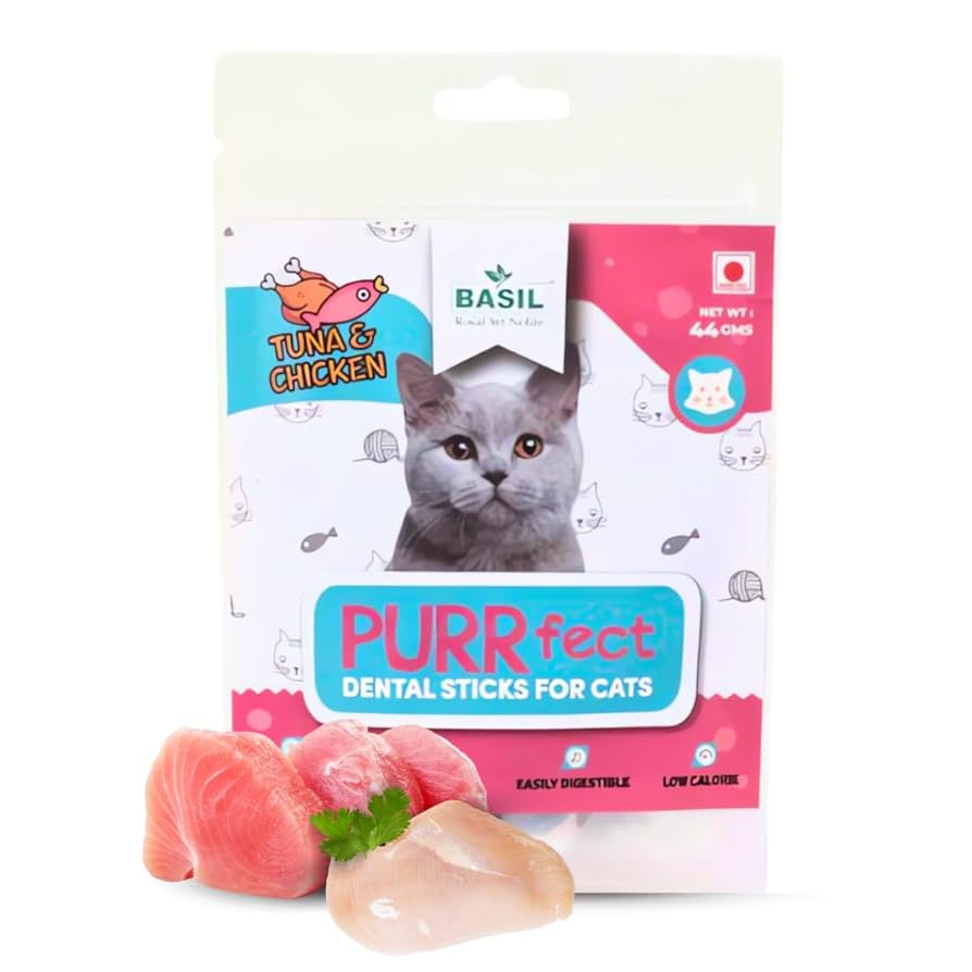 Basil Purrfect Cat Dental Sticks Treat Tuna Chicken