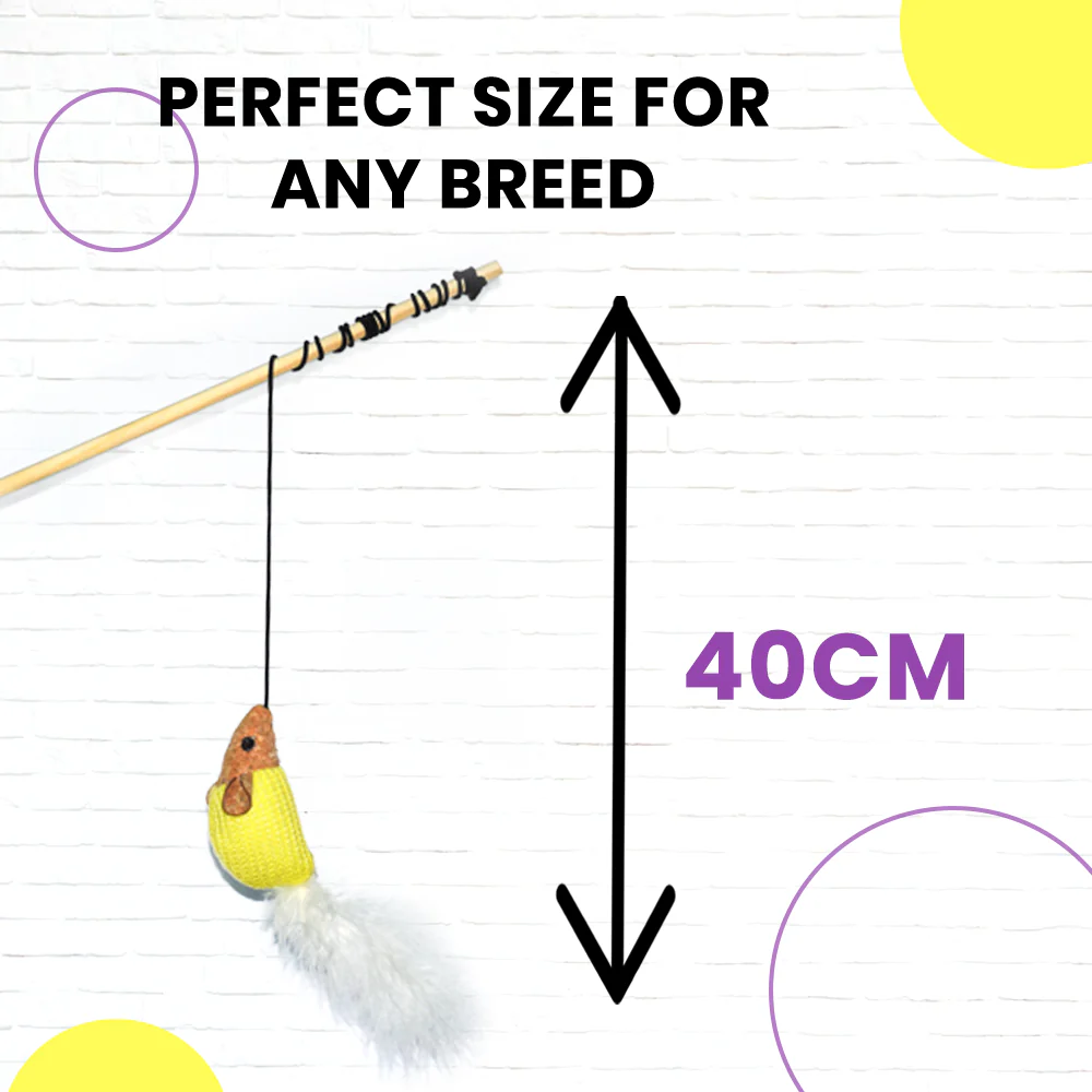 Basil Cat Stick with Mouse Teaser Toy (4) Basil Cat Stick with Mouse Teaser Toy (4)