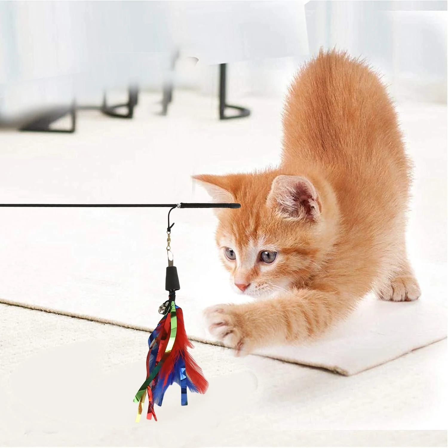 Basil Cat Teaser Stick with Strings & Bell (1) Basil Cat Teaser Stick with Strings & Bell (1)