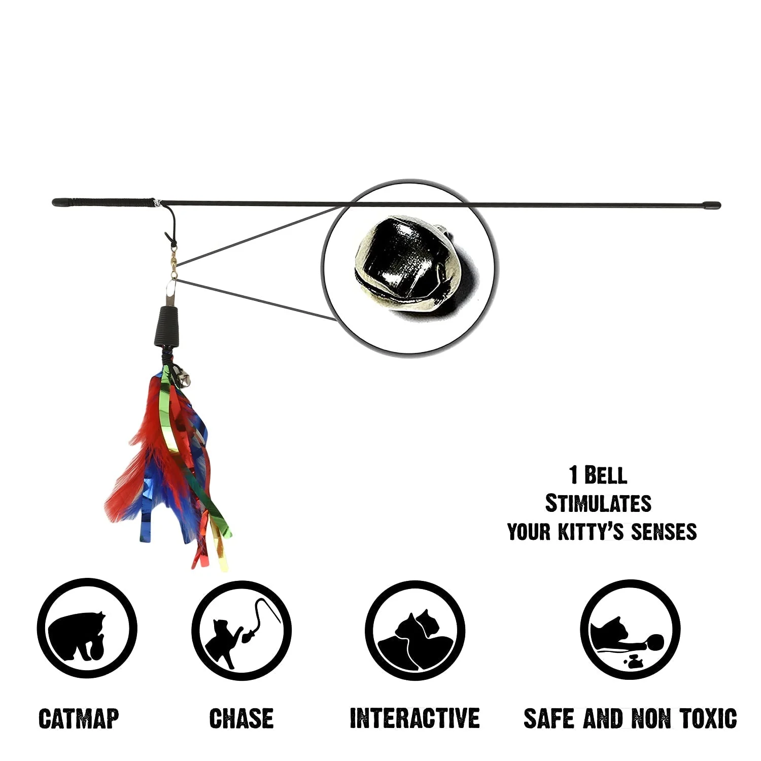 Basil Cat Teaser Stick with Strings & Bell (8) Basil Cat Teaser Stick with Strings & Bell (8)