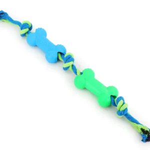 Basil Double Bone on Rope Dog Chew Toy 1