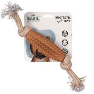 Basil Jute Rope Dental Chew Toy with TPR Spiky Ball 1