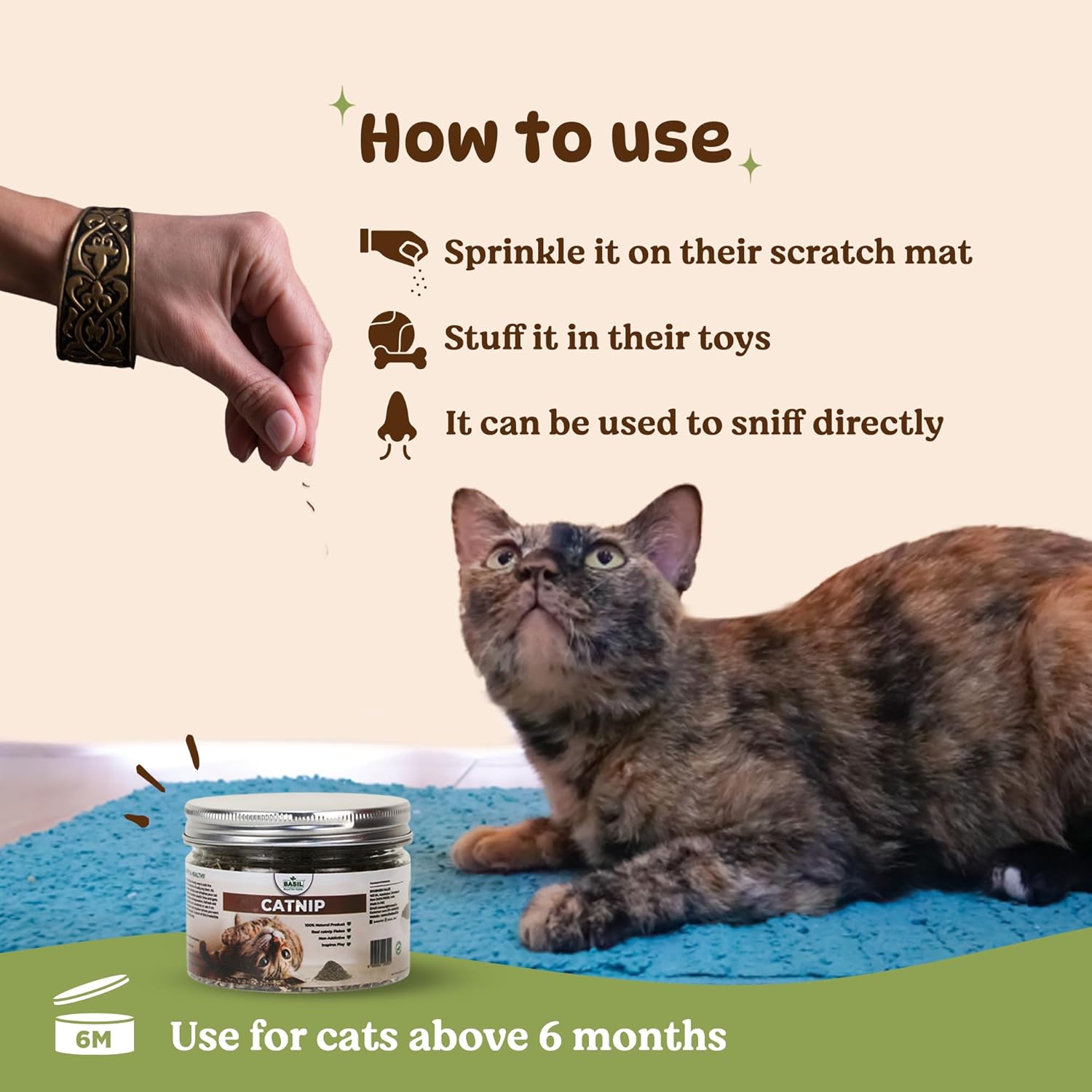 Basil Natural Catnip Jar for Kittens & Cats (30g) (4) Basil Natural Catnip Jar for Kittens & Cats (30g) (4)